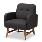 Load image into Gallery viewer, Baxton Studio Perrine Mid-Century Modern Fabric Upholstered Walnut-Finished Wood Lounge Chair
