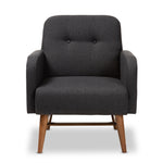 Load image into Gallery viewer, Baxton Studio Perrine Mid-Century Modern Fabric Upholstered Walnut-Finished Wood Lounge Chair
