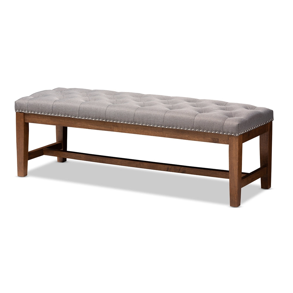 Baxton Studio Ainsley Modern And Contemporary Grey Fabric Upholstered Walnut Finished Solid Rubberwood Bench