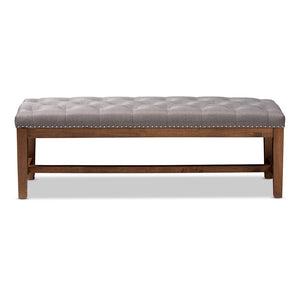 Baxton Studio Ainsley Modern And Contemporary Grey Fabric Upholstered Walnut Finished Solid Rubberwood Bench