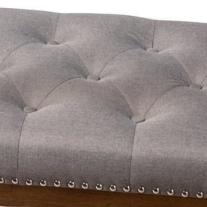 Baxton Studio Ainsley Modern And Contemporary Grey Fabric Upholstered Walnut Finished Solid Rubberwood Bench