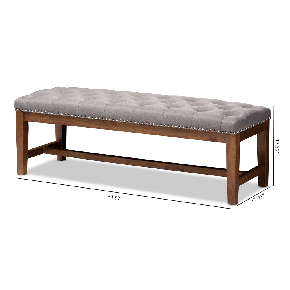 Baxton Studio Ainsley Modern And Contemporary Grey Fabric Upholstered Walnut Finished Solid Rubberwood Bench