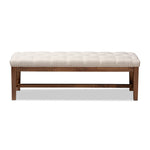 Load image into Gallery viewer, Baxton Studio Ainsley Modern And Contemporary Light Beige Fabric Upholstered Walnut Finished Solid Rubberwood Bench
