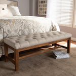 Load image into Gallery viewer, Baxton Studio Ainsley Modern And Contemporary Light Beige Fabric Upholstered Walnut Finished Solid Rubberwood Bench
