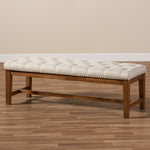 Load image into Gallery viewer, Baxton Studio Ainsley Modern And Contemporary Light Beige Fabric Upholstered Walnut Finished Solid Rubberwood Bench
