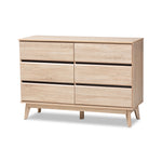 Load image into Gallery viewer, Baxton Studio Miren Mid-Century Modern Light Oak And Dark Grey 6-Drawer Dresser
