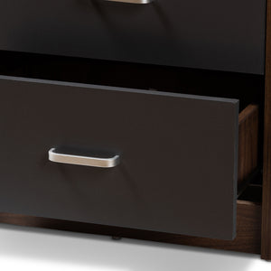 BAXTON STUDIO HANSEL MODERN AND CONTEMPORARY 2-DRAWER DARK BROWN AND DARK GREY FINISHED NIGHTSTAND