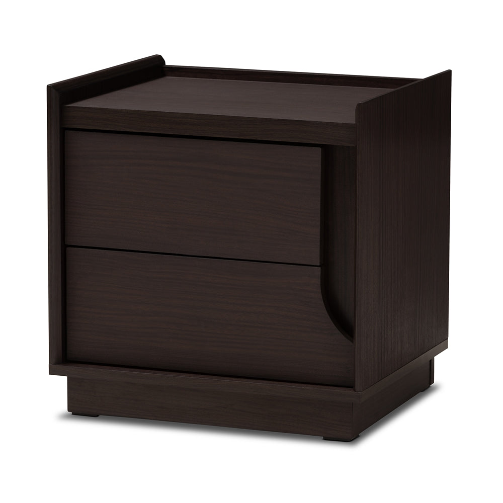 Baxton Studio Larsine Modern and Contemporary Finished 2-Drawer Nightstand