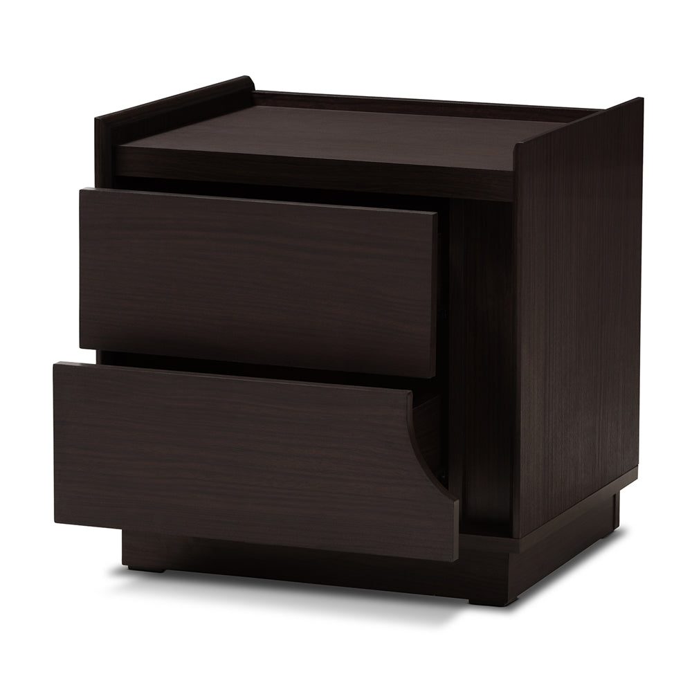 Baxton Studio Larsine Modern And Contemporary Brown Finished 2-Drawer Nightstand