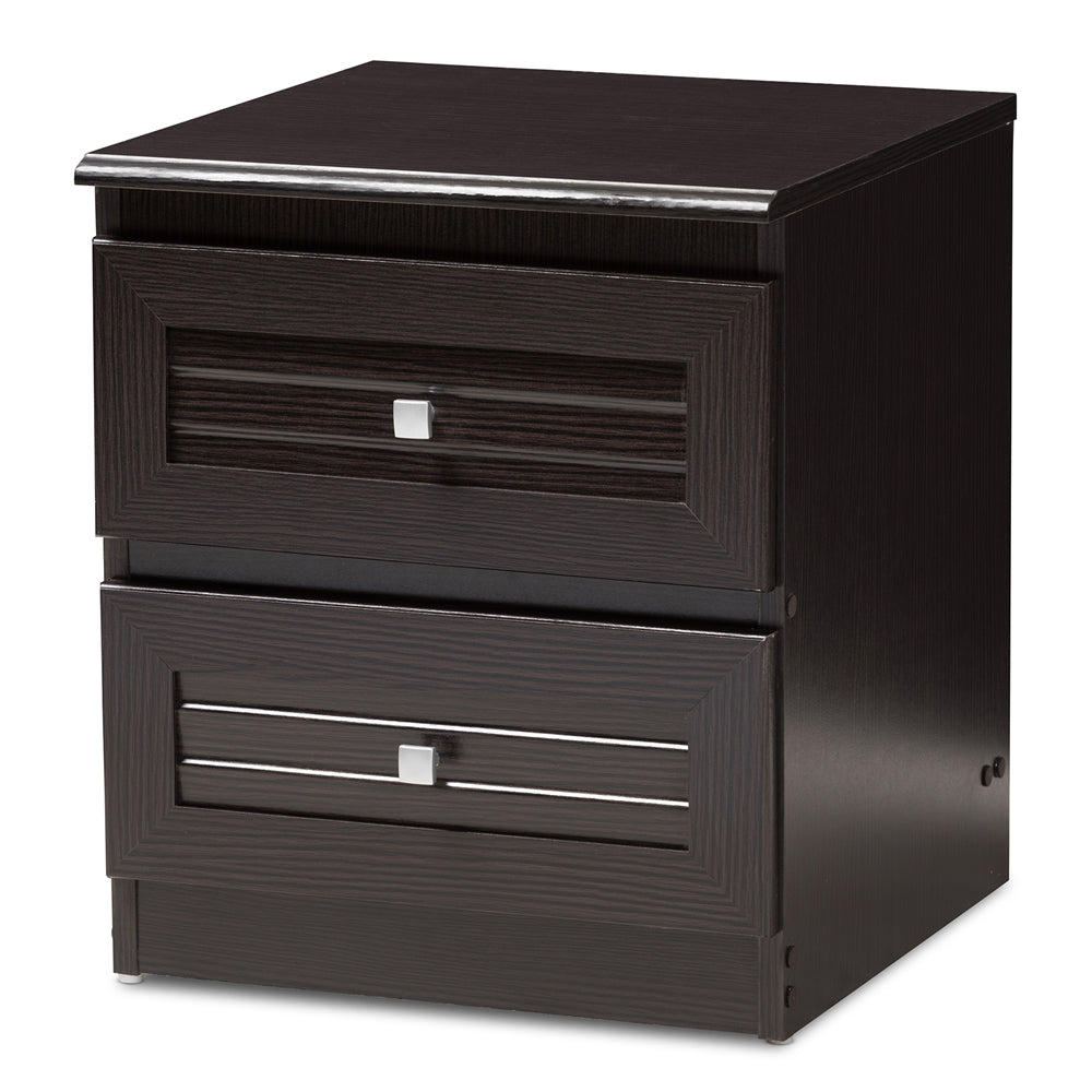 Baxton Studio Carine Modern and Contemporary Wenge Finished 2-Drawer Nightstand