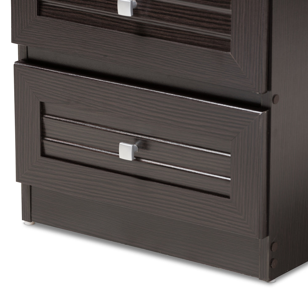 Baxton Studio Carine Modern And Contemporary Wenge Brown Finished 2-Drawer Nightstand