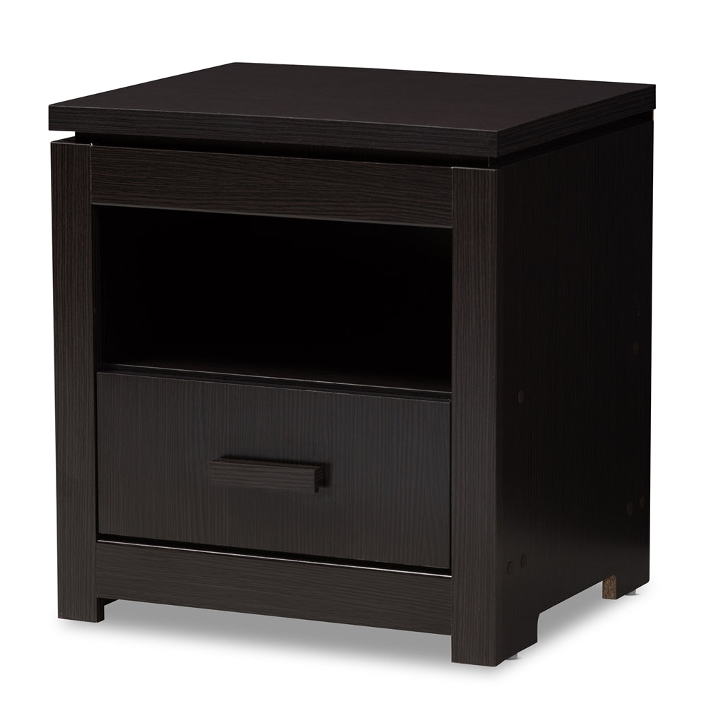 Baxton Studio Bienna Modern And Contemporary Wenge Brown Finished 1-Drawer Nightstand