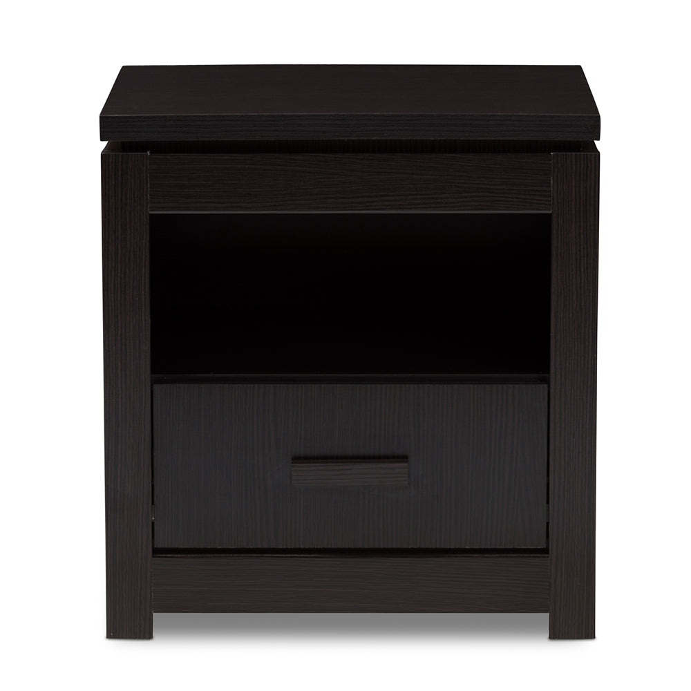 Baxton Studio Bienna Modern And Contemporary Wenge Brown Finished 1-Drawer Nightstand