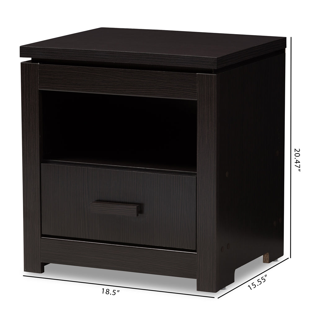 Baxton Studio Bienna Modern And Contemporary Wenge Brown Finished 1-Drawer Nightstand