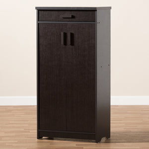 Baxton Studio Bienna Modern And Contemporary Wenge Brown Finished Shoe Cabinet