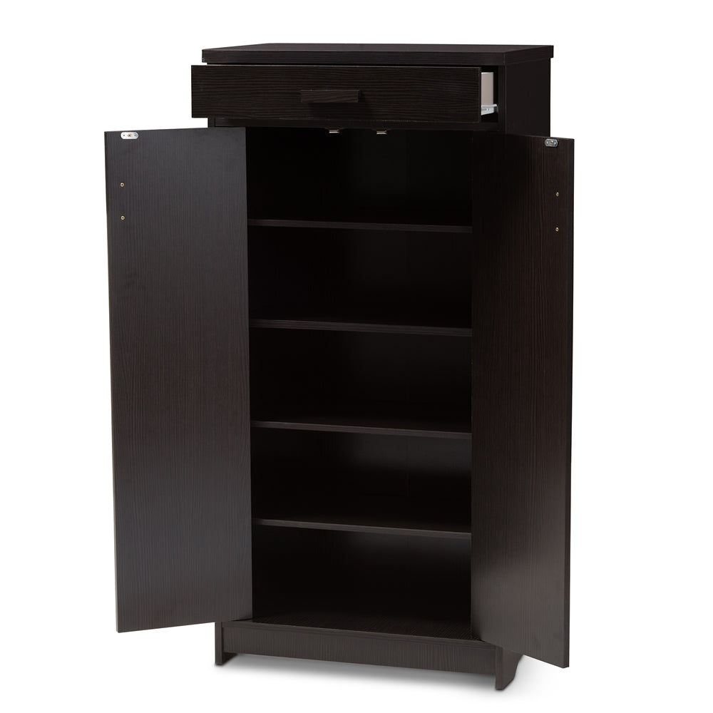 Baxton Studio Bienna Modern And Contemporary Wenge Brown Finished Shoe Cabinet