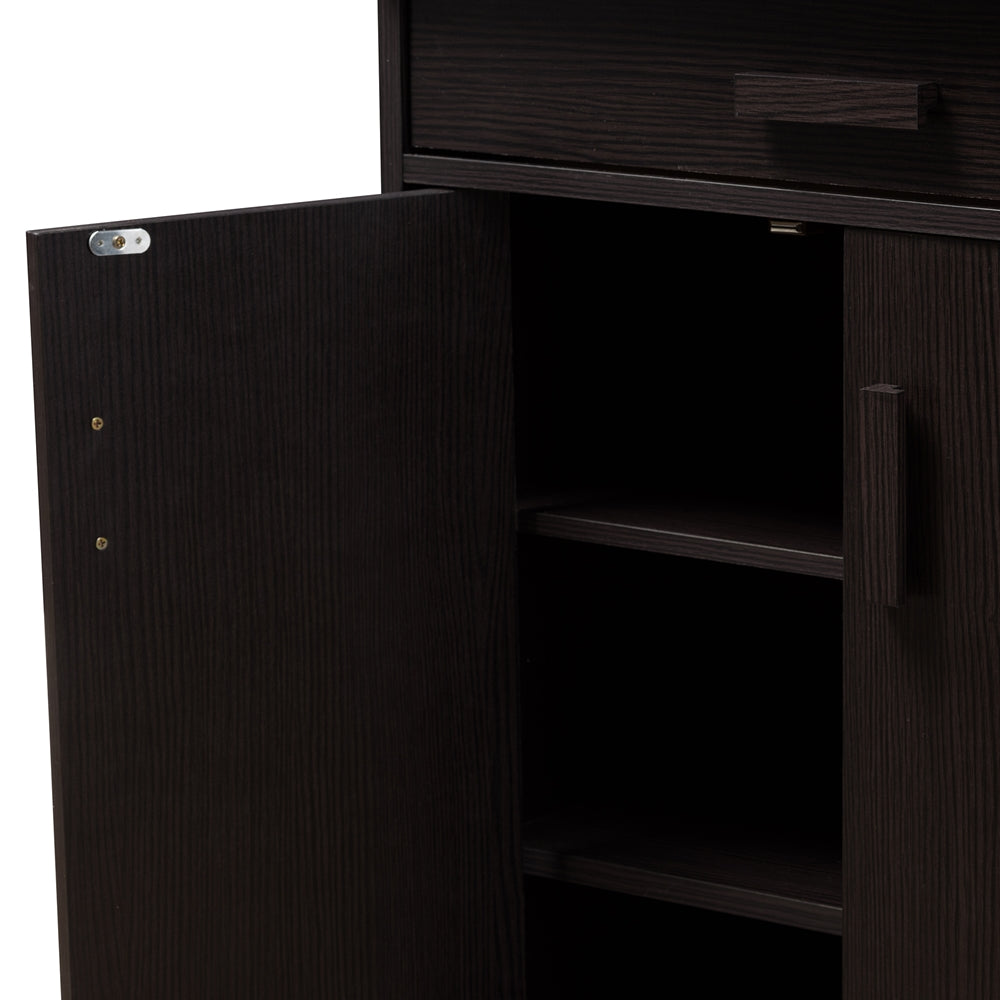 Baxton Studio Bienna Modern And Contemporary Wenge Brown Finished Shoe Cabinet