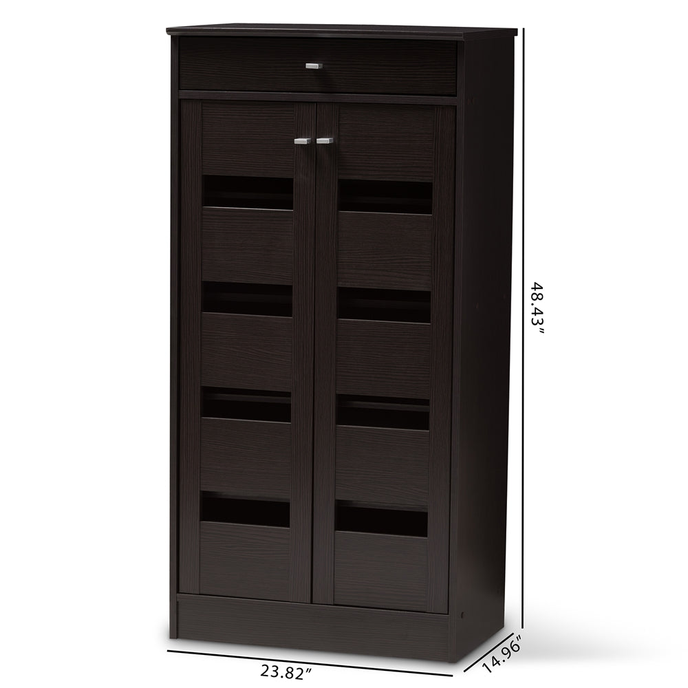 Baxton Studio Acadia Modern And Contemporary Wenge Brown Finished Shoe Cabinet