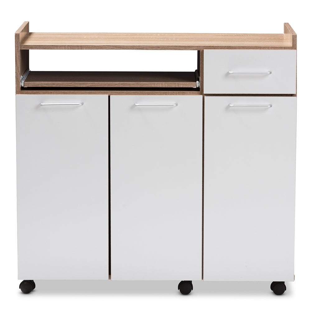 Baxton Studio Charmain Modern And Contemporary Light Oak And White Finish Kitchen Cabinet