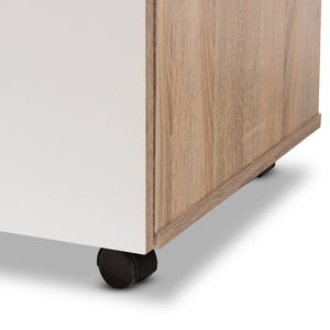 Baxton Studio Charmain Modern And Contemporary Light Oak And White Finish Kitchen Cabinet