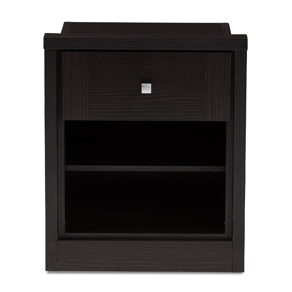 Baxton Studio Danette Modern And Contemporary Wenge Brown Finished 1-Drawer Nightstand