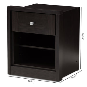 Baxton Studio Danette Modern And Contemporary Wenge Brown Finished 1-Drawer Nightstand