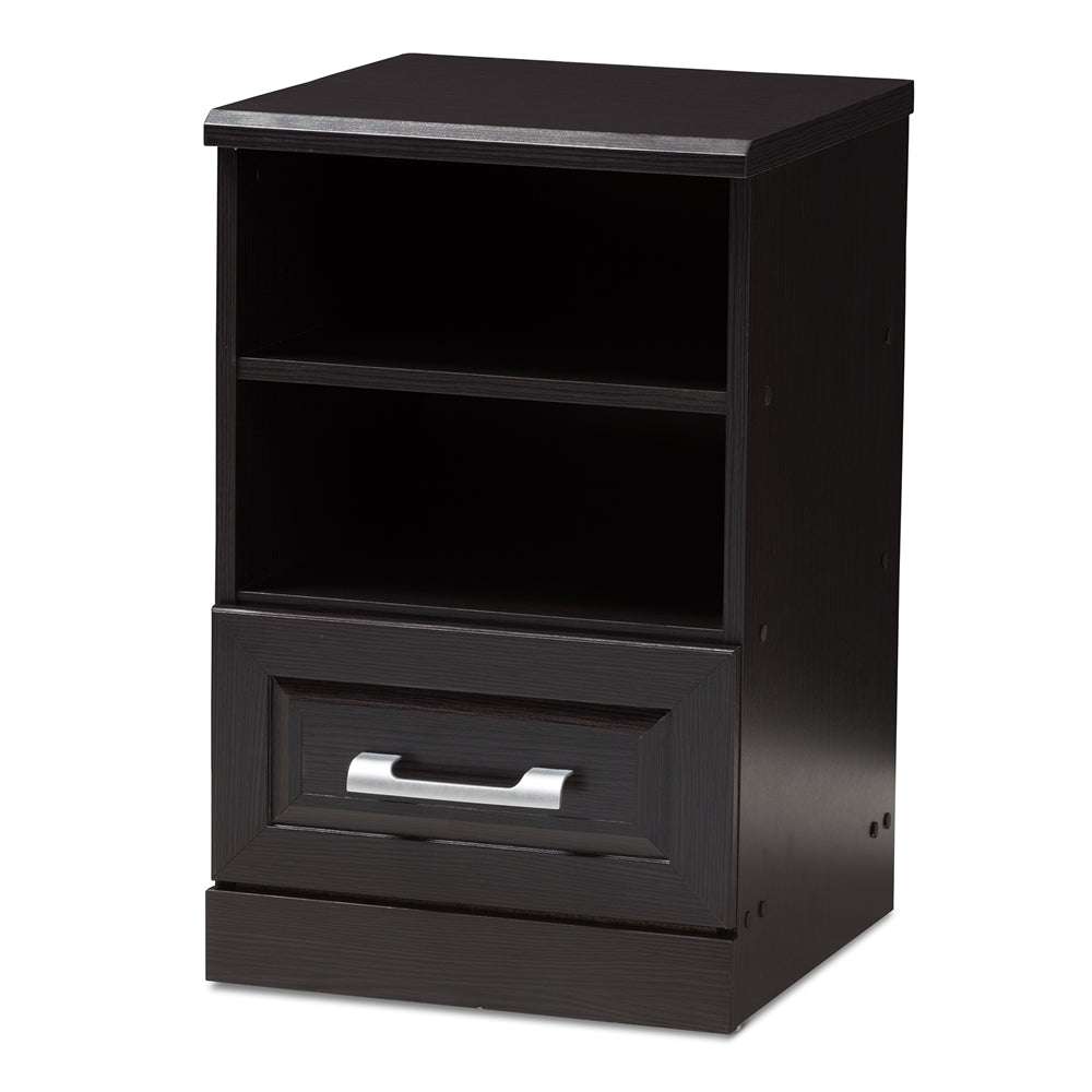 Baxton Studio Odelia Modern and Contemporary Wenge Finished 1-Drawer Nightstand