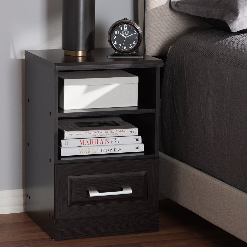 Baxton Studio Odelia Modern And Contemporary Wenge Brown Finished 1-Drawer Nightstand