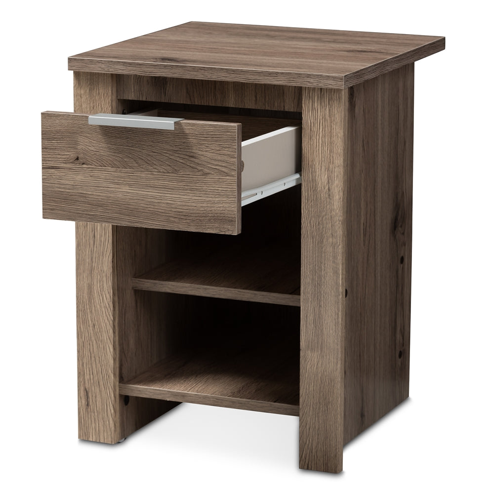 Baxton Studio Laverne Modern And Contemporary Oak Brown Finished 1-Drawer Nightstand