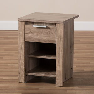 Baxton Studio Laverne Modern And Contemporary Oak Brown Finished 1-Drawer Nightstand