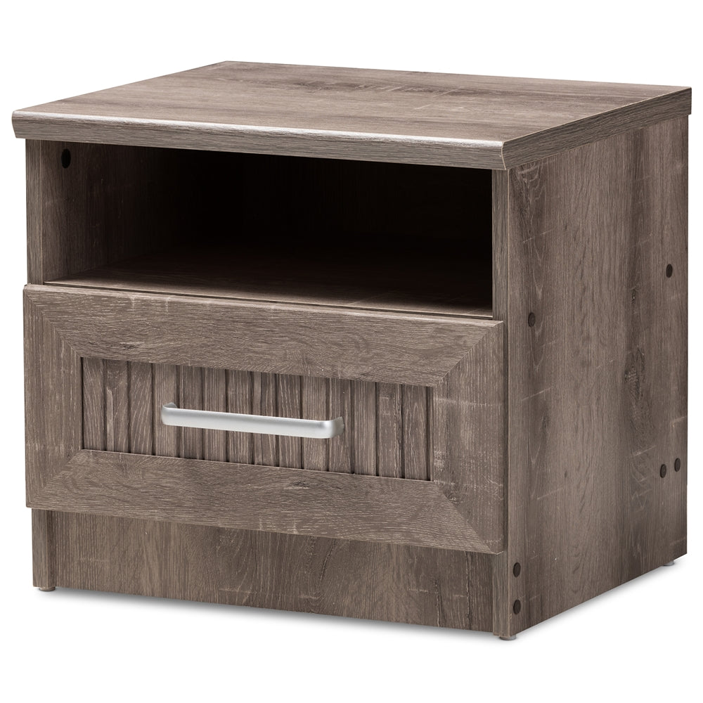 Baxton Studio Gallia Modern And Contemporary Oak Brown Finished 1-Drawer Nightstand