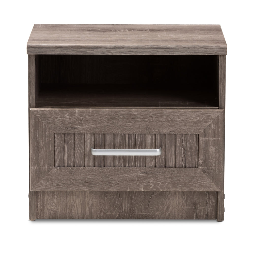 Baxton Studio Gallia Modern And Contemporary Oak Brown Finished 1-Drawer Nightstand