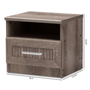 Baxton Studio Gallia Modern And Contemporary Oak Brown Finished 1-Drawer Nightstand