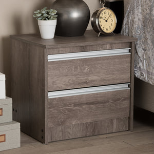 Baxton Studio Gallia Modern And Contemporary Oak Brown Finished 2-Drawer Nightstand