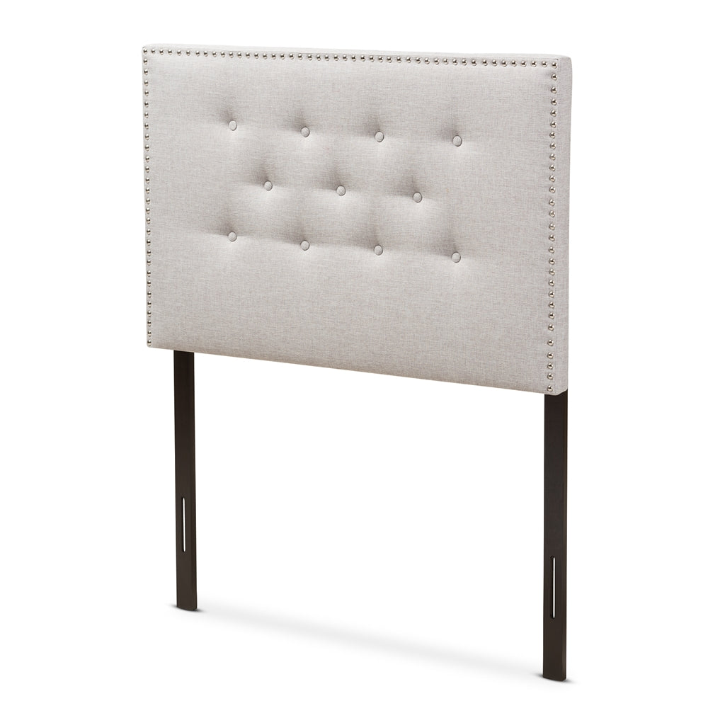 Baxton Studio Windsor Modern And Contemporary Greyish Beige Fabric Upholstered Twin Size Headboard