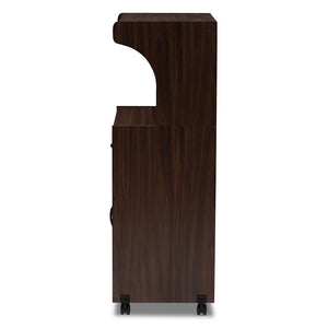 Baxton Studio Tannis Modern And Contemporary Dark Walnut Finished Kitchen Cabinet