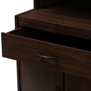 Baxton Studio Tannis Modern And Contemporary Dark Walnut Finished Kitchen Cabinet