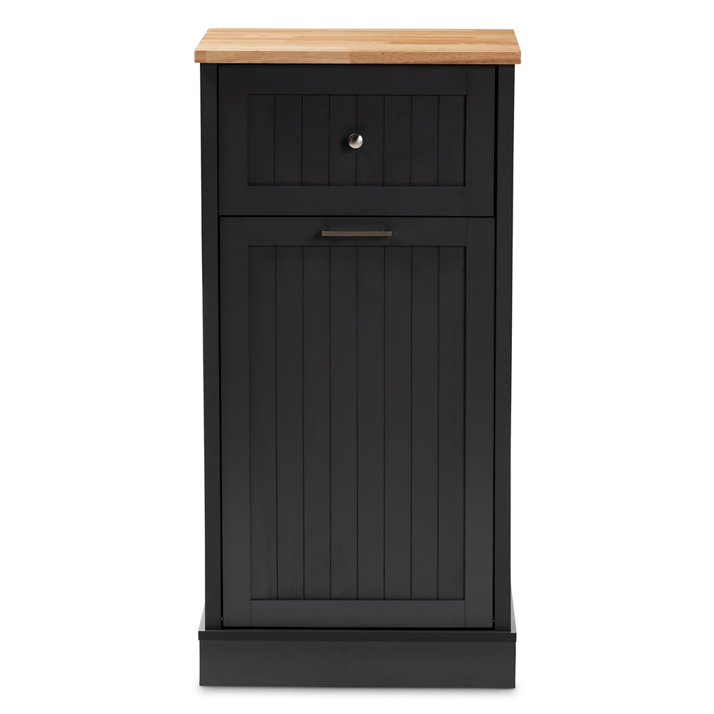 Baxton Studio Marcel Farmhouse And Coastal Dark Grey And Oak Brown Finished Kitchen Cabinet