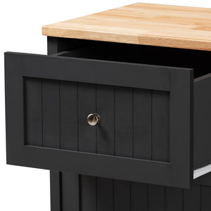 BAXTON STUDIO MARCEL FARMHOUSE AND COASTAL DARK GREY AND OAK BROWN FINISHED KITCHEN CABINET