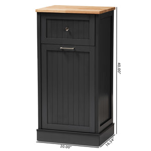 Baxton Studio Marcel Farmhouse And Coastal Dark Grey And Oak Brown Finished Kitchen Cabinet