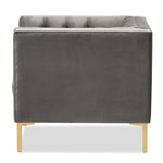 Load image into Gallery viewer, Baxton Studio Zanetta Luxe And Glamour Grey Velvet Upholstered Gold Finished Lounge Chair
