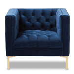 Load image into Gallery viewer, Baxton Studio Zanetta Luxe And Glamour Navy Velvet Upholstered Gold Finished Lounge Chair
