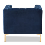 Load image into Gallery viewer, Baxton Studio Zanetta Luxe And Glamour Navy Velvet Upholstered Gold Finished Lounge Chair
