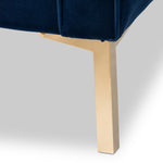 Load image into Gallery viewer, BAXTON STUDIO ZANETTA LUXE AND GLAMOUR NAVY VELVET UPHOLSTERED GOLD FINISHED LOUNGE CHAIR
