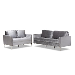 Baxton Studio Clara Modern and Contemporary Velvet Fabric Upholstered 2-Piece Living Room Set