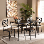 Load image into Gallery viewer, Baxton Studio Josie Rustic And Industrial Brown Wood Finished Matte Black Frame 5-Piece Dining Set
