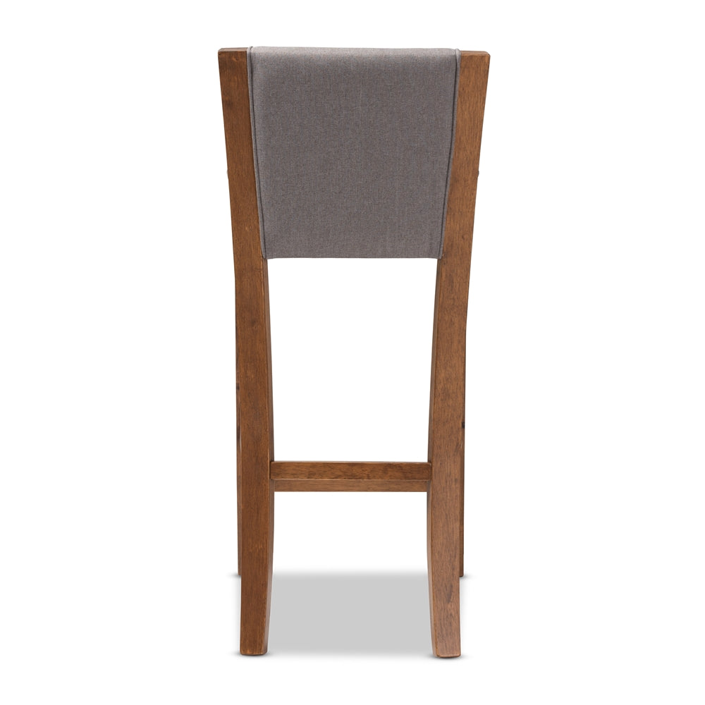 Baxton Studio Tiago Modern And Contemporary Grey Fabric Upholstered Wood Bar Stool (Set Of 2)