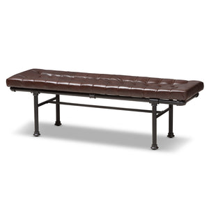 Baxton Studio Zelie Rustic and Industrial Faux Leather Upholstered Bench