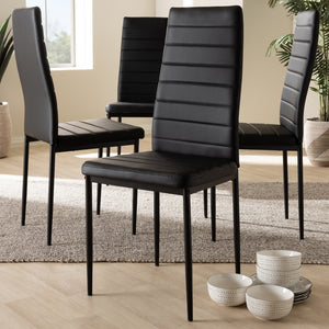 Baxton Studio Armand Modern And Contemporary Black Faux Leather Upholstered Dining Chair (Set Of 4)