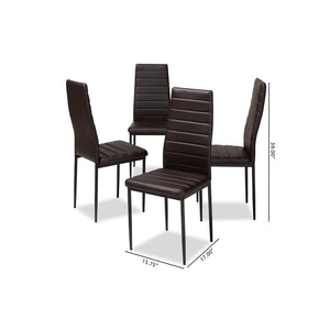 Baxton Studio Armand Modern And Contemporary Brown Faux Leather Upholstered Dining Chair (Set Of 4)